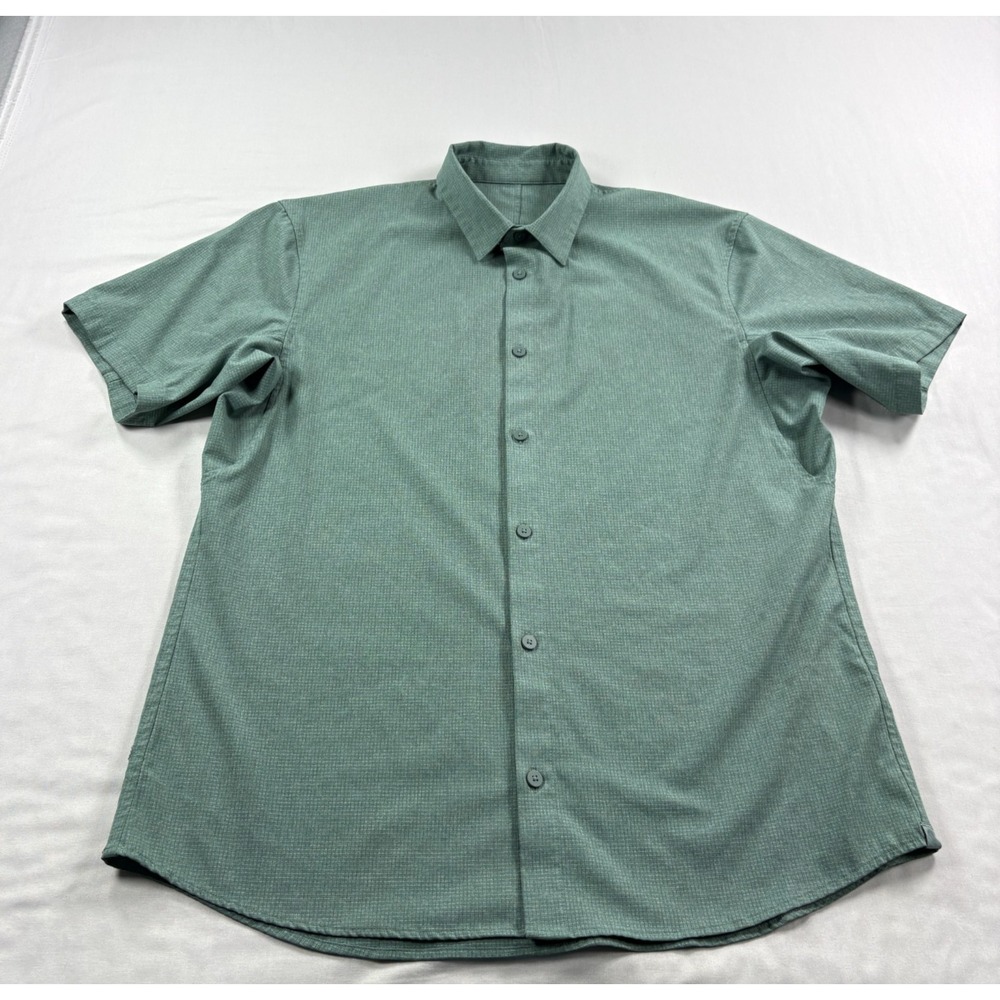 Lululemon Airing Easy Shirt Men L Green Button Up Stretch Casual Camp Ripstop